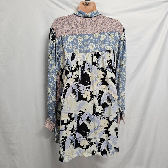 We The Free Oversized Top Tunic Shirt Women Size SX Floral Multicolor - Picture 8 of 12